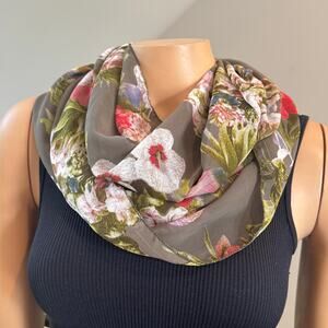 Vintage 80s 90s Ver'e'ne Floral Wrap Infinity Scarf Christian Quote Cottagecore